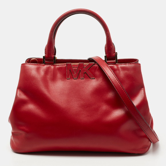 MICHAEL MICHAEL KORS Red Leather Medium Florence Satchel